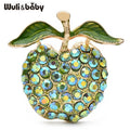 PENDRA Appella Green Rhinestone Apple Brooch