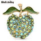 PENDRA Appella Green Rhinestone Apple Brooch