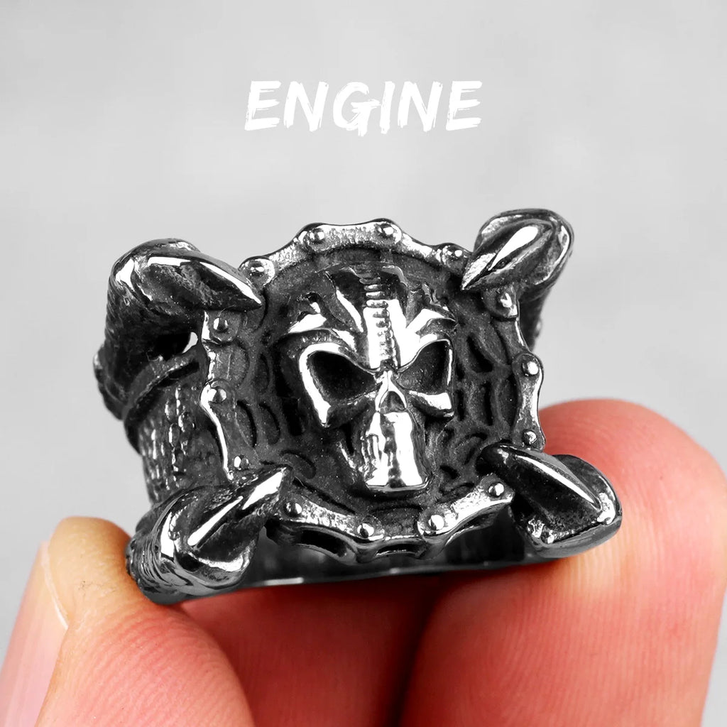 PENDRA Skull Dragon Claw Steel Ring