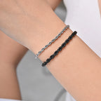 316L Twisted Rope Chain Bracelet for Men Women,  Adjustable Stainless Steel Chain Wristband,Minimalist Casual Jewelry Gift