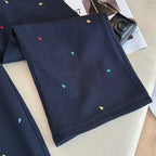 Design sense contrasting color embroidery casual pants women in winter elastic waist straight high waist wide leg pants