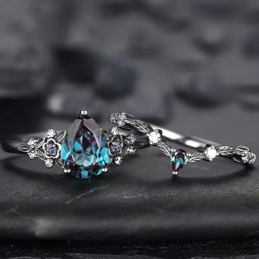 PENDRA Flower Black Ring