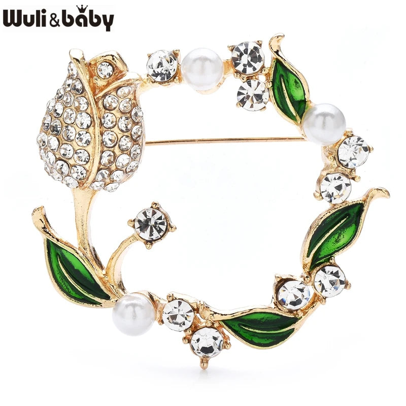 PENDRA Tulipwreath Tulip Flower Wreath Brooch