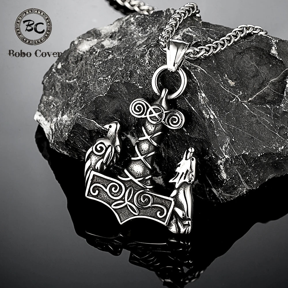 PENDRA Wolf Rune Hammer Necklace