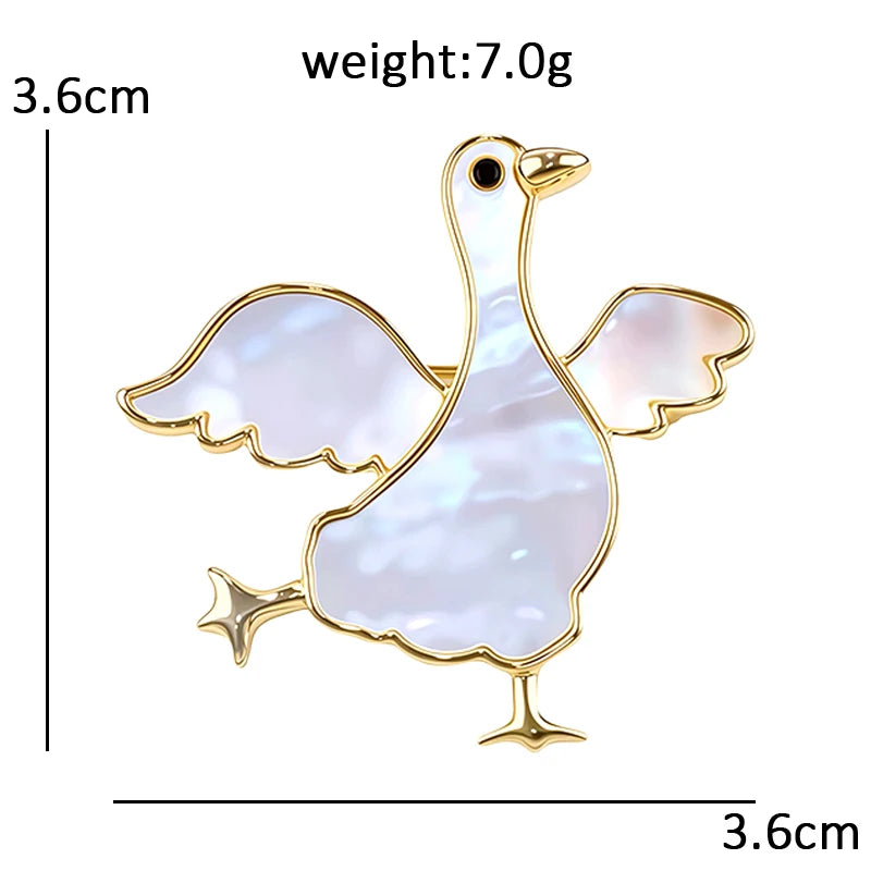 PENDRA Lovely White Goose Brooch