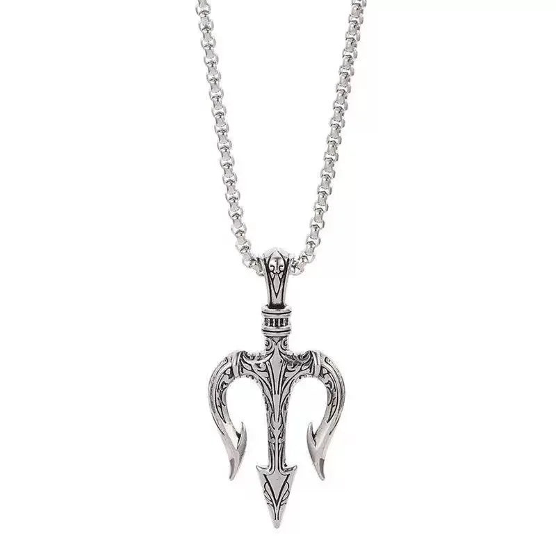 PENDRA Neptune Trident Stainless Steel Pendant Necklace