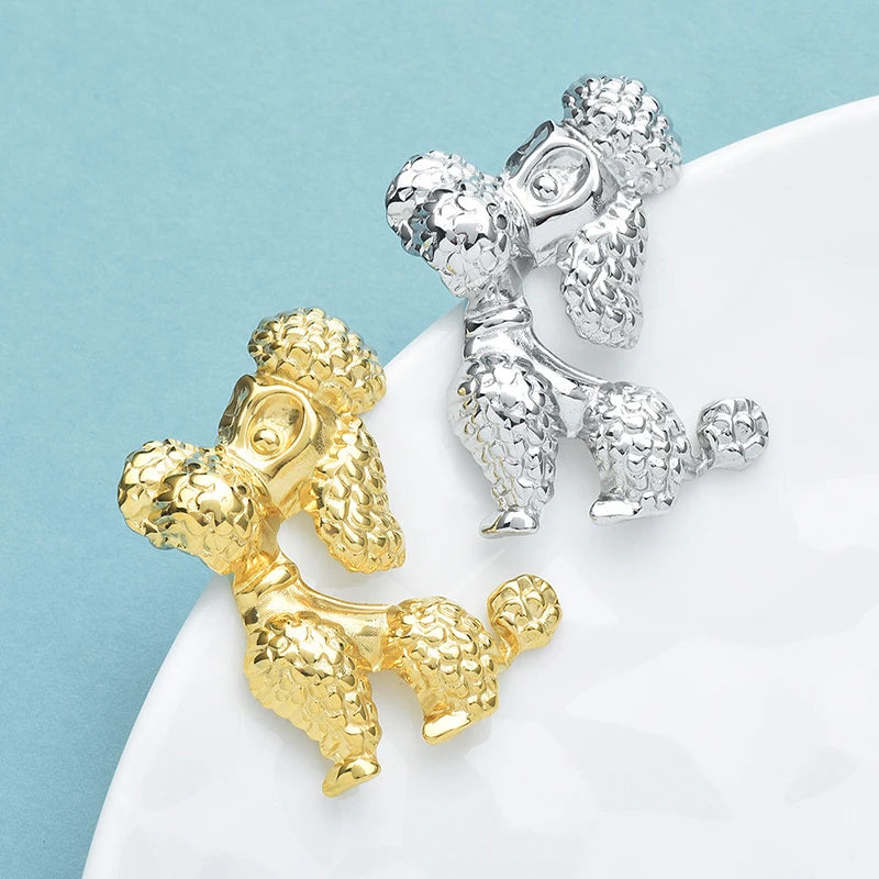 Wuli&baby Cute Dog Brooches For Women Unisex 2-color Stainless Steel Puppy Animal Party Casual Brooch Pins Gifts