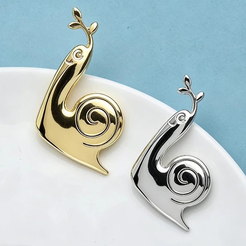 PENDRA Snail Stainless Steel Animal Brooch