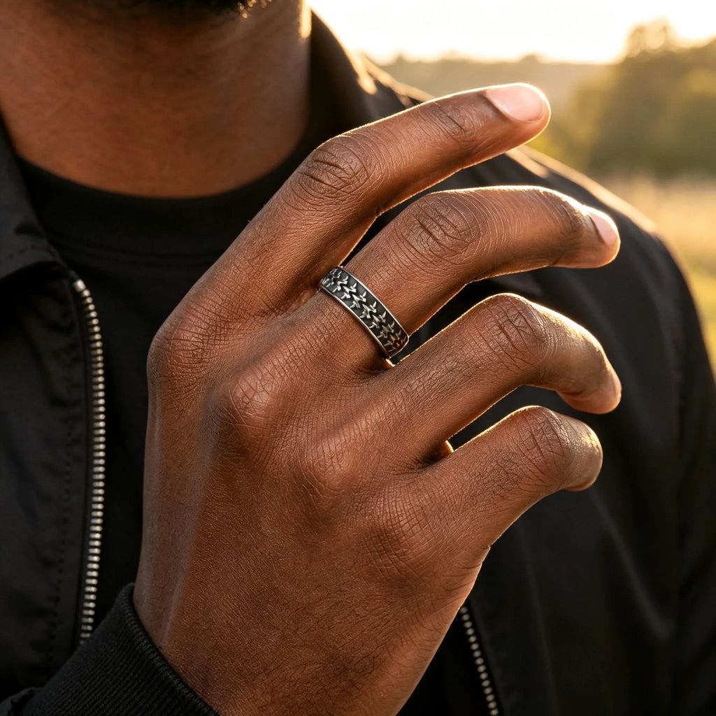 Dragon Spine Ring for Men,Stainless Steel Vintage Punk Biker Band Ring,Gothic Statement Jewelry