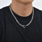 Men's Chain Necklace,Stainless Steel Cuban Chain Figaro Chain Collar,Classic Basic Gold Black Silver Color Chain