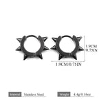 Stainless Steel Spiked Huggie Hoop Earrings for Men Women Black Punk Cone Rivet Spike Clicker Earrings Gothic Rock Jewelry Gift