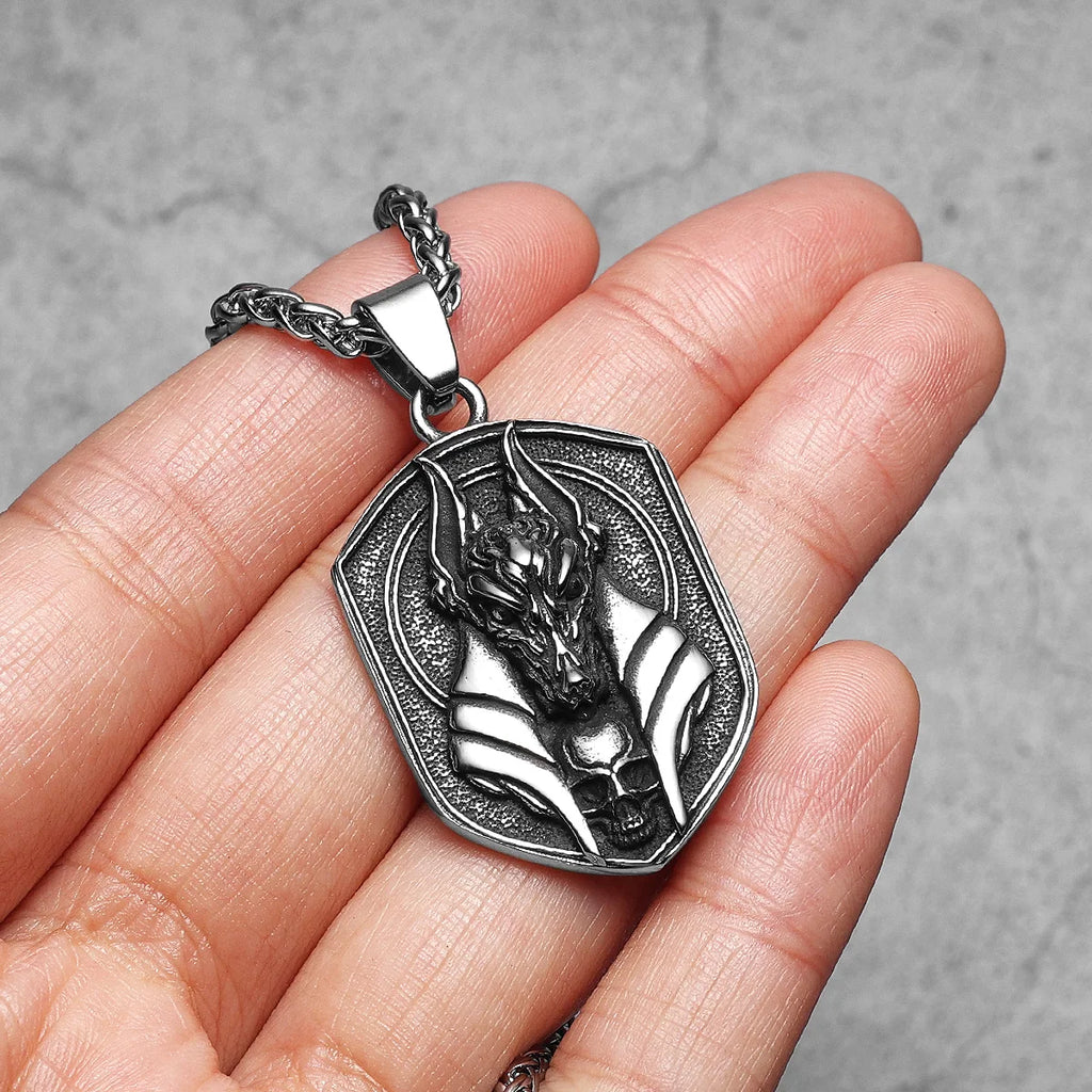 PENDRA Egyptian God Anubis Steel Necklace
