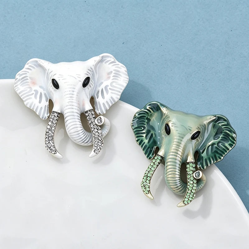 PENDRA Ivorycrest Enamel Elephant Brooch