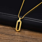 PENDRA Square Geometric Hollow Pendant Necklace