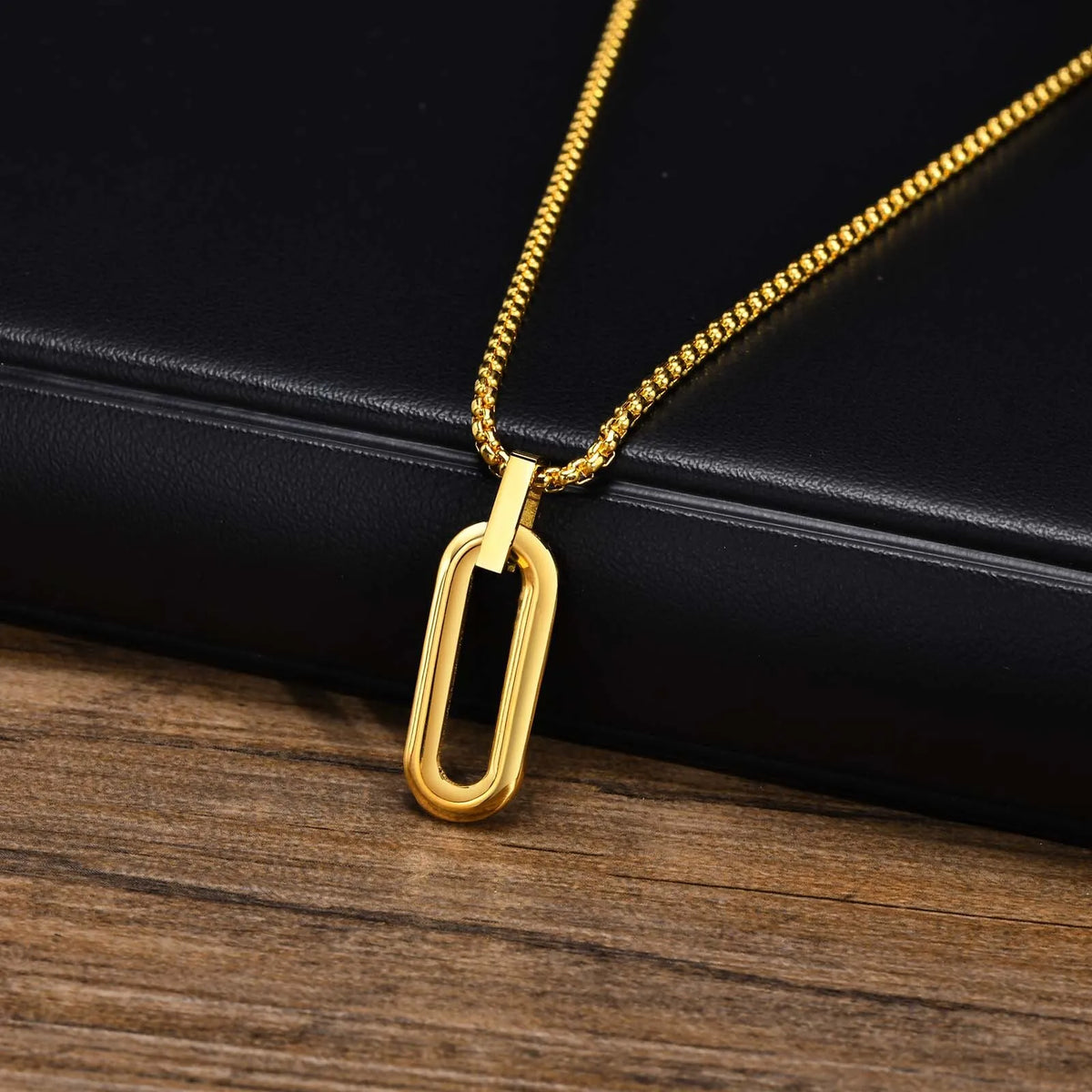 PENDRA Square Geometric Hollow Pendant Necklace