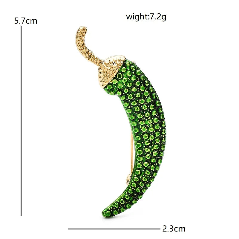 PENDRA Chili Rhinestone Pepper Brooch