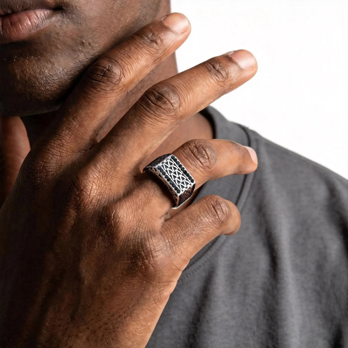 Vintage Punk Signet Ring for Men,Waterproof Stainless Steel Statement Ring,New Jewelry