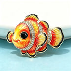 PENDRA Brightfin Rhinestone Fish Brooch