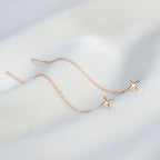 Ventfille 925 Sterling Silver Star Earring for Women Girl Simple Tassels Chain Fashion Office Jewelry Gift Dropshipping