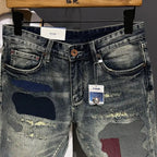 High-end Design Brand Embroidered Elastic Denim Shorts Men's Summer Middle Pants Slim-fitting Korean Breeches Jorts Shorts
