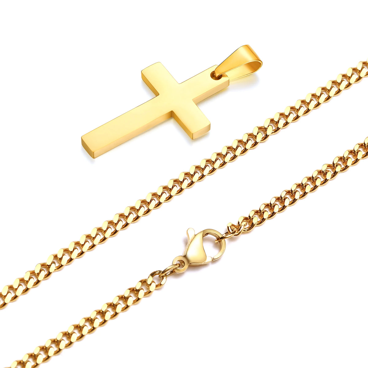 Casual Cross Pendant Necklaces for Men Boys,Waterproof Stainless Steel Pendant Necklaces,Anniversary Birthday Jewelry Gifts