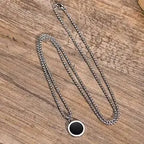 PENDRA Tiger Stone Round Pendant Necklace