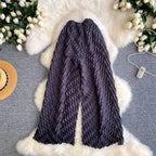 Lazy style high waisted casual wide leg pants women in spring and summer new stretch solid color loose versatile pants