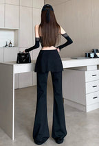PENDRA Black Micro Flared Pants