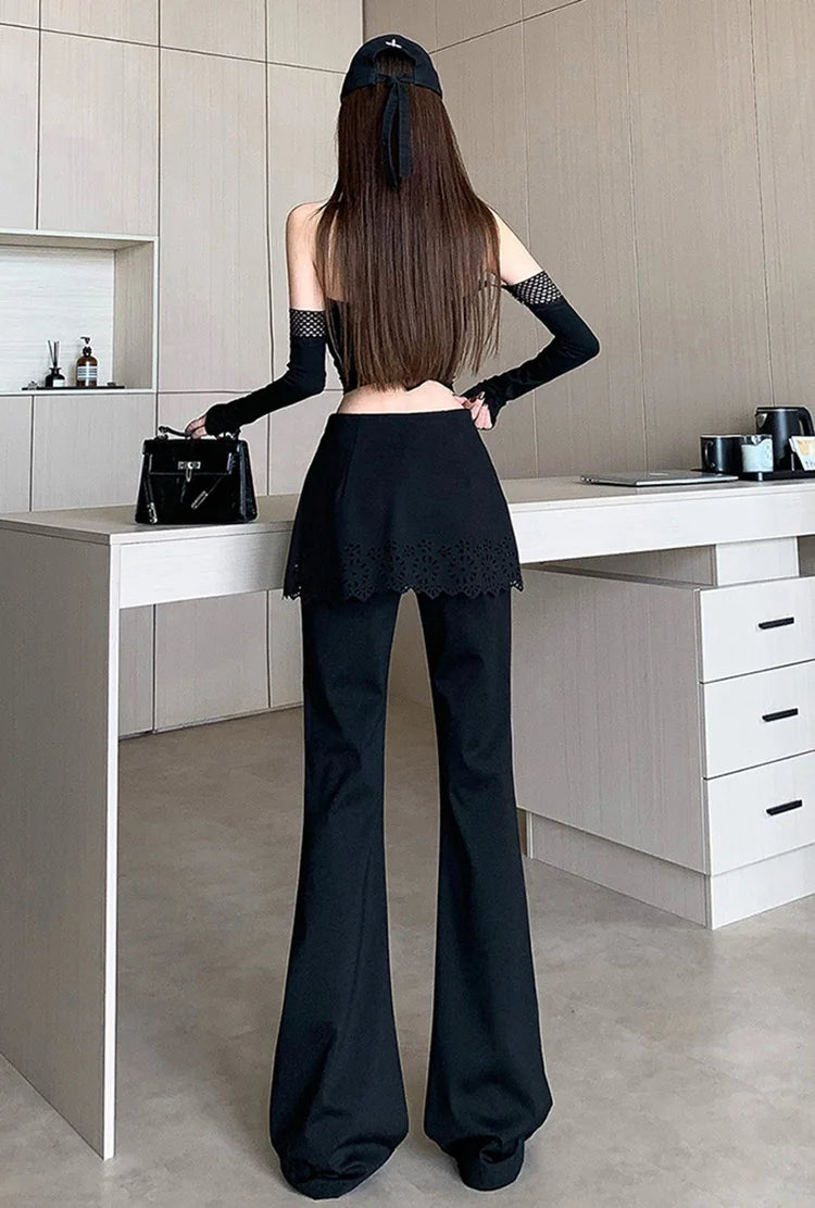 PENDRA Black Micro Flared Pants