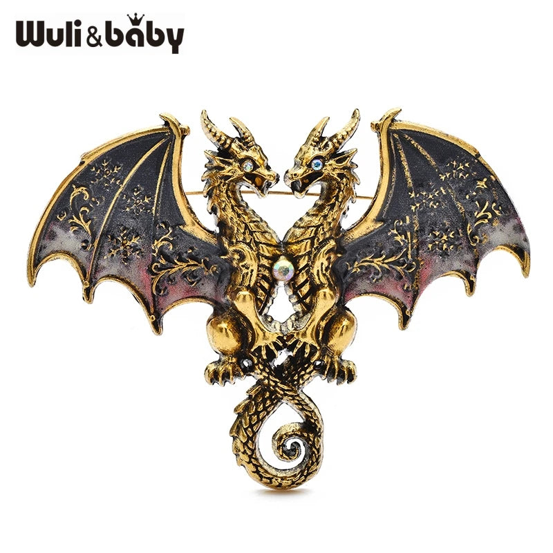 PENDRA Mystic Dragon Rhinestone Brooch