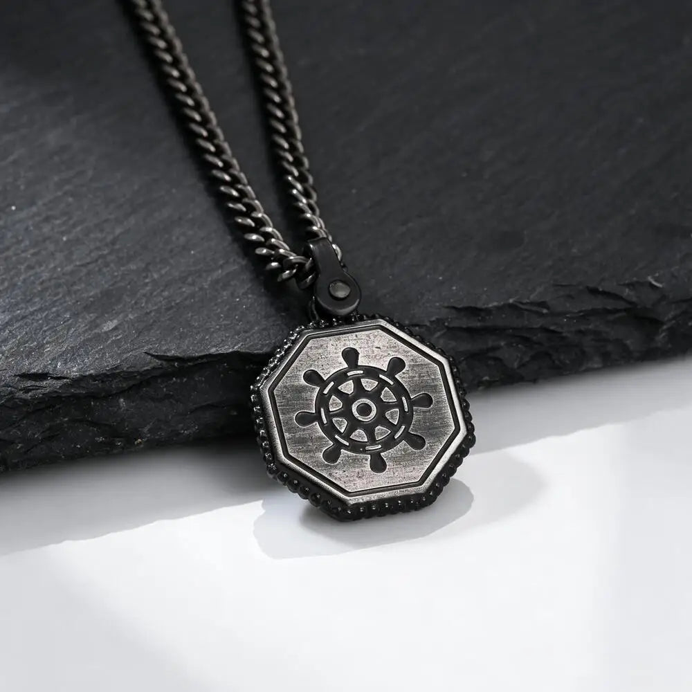 PENDRA Ship Wheel Pendant Necklace