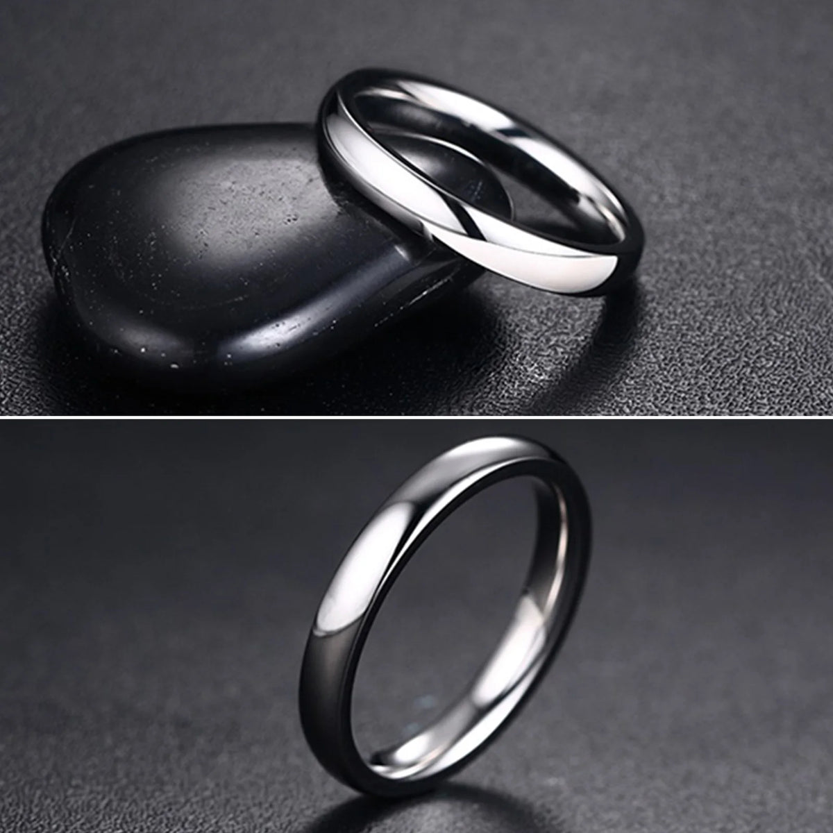 Basic Rings for Men,2/4/6/8/10mm Width Plain Dome High Polished Stainless Steel Wedding Band Promise Ring,Comfort Fit US Size