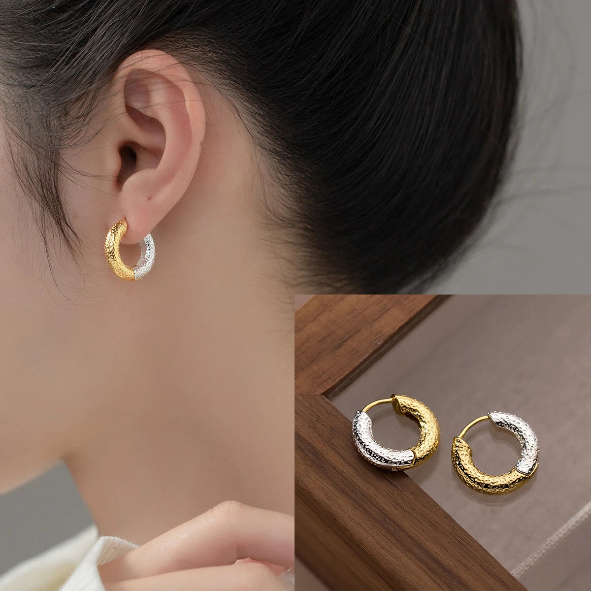 PENDRA Hoop Sterling Silver 4 Earrings