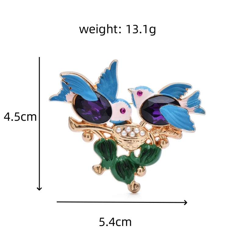PENDRA Swallowflora Purple Blue Swallow Brooch