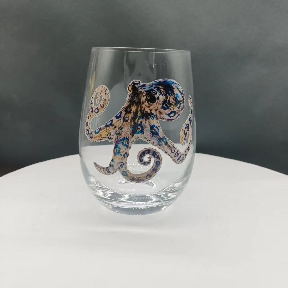 PENDRA Marine Life Red-Wine Glass with Decorative Print