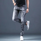 PENDRA Denim Cotton Printed Trousers