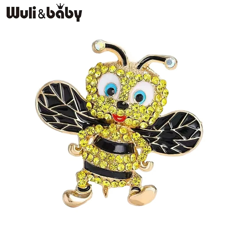 Wuli&baby Lovely Enamel Bee Brooches For Women Unisex Rhinestone Metal Insects Party Casual Brooch Pins Gifts