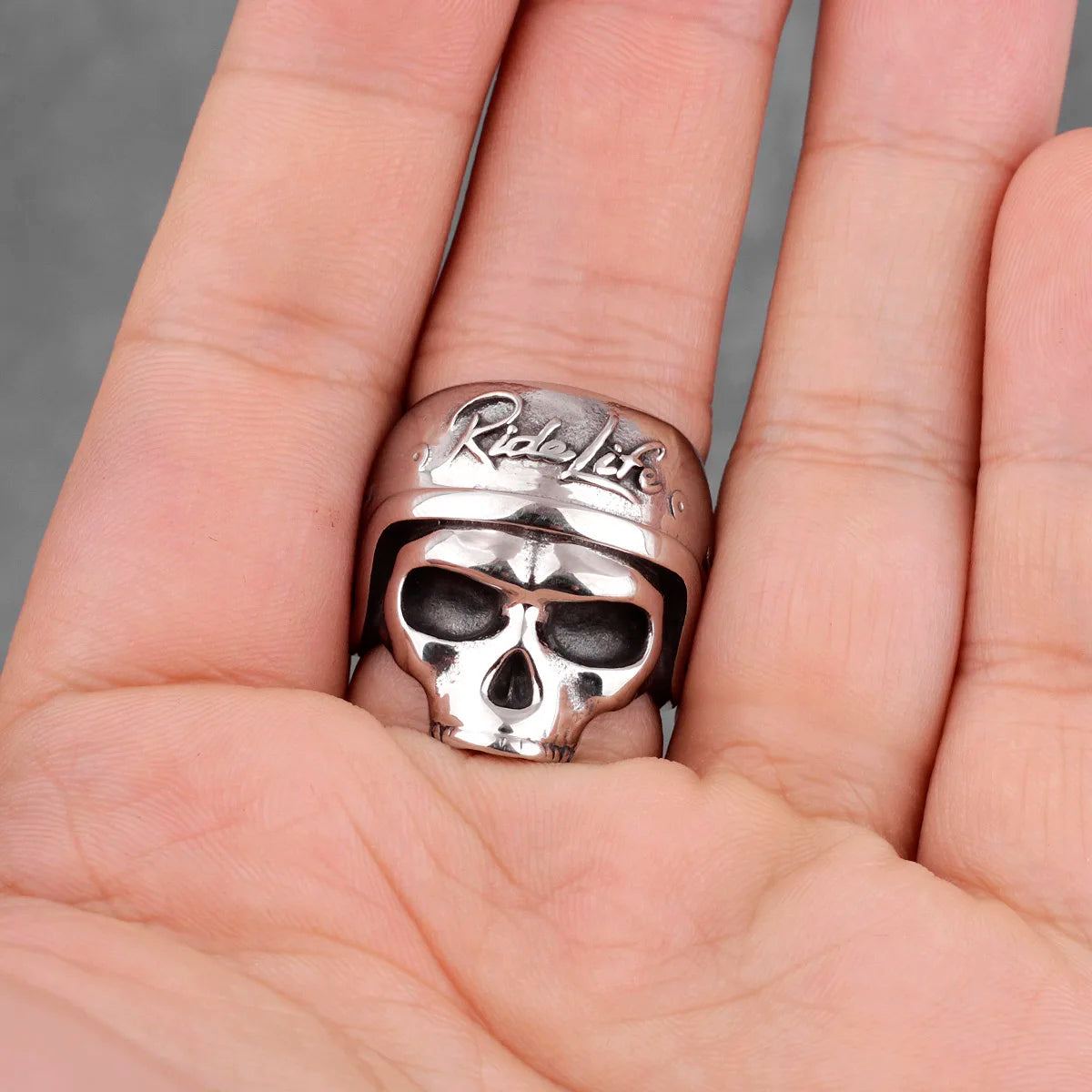 PENDRA Rider Life Skull Steel Ring