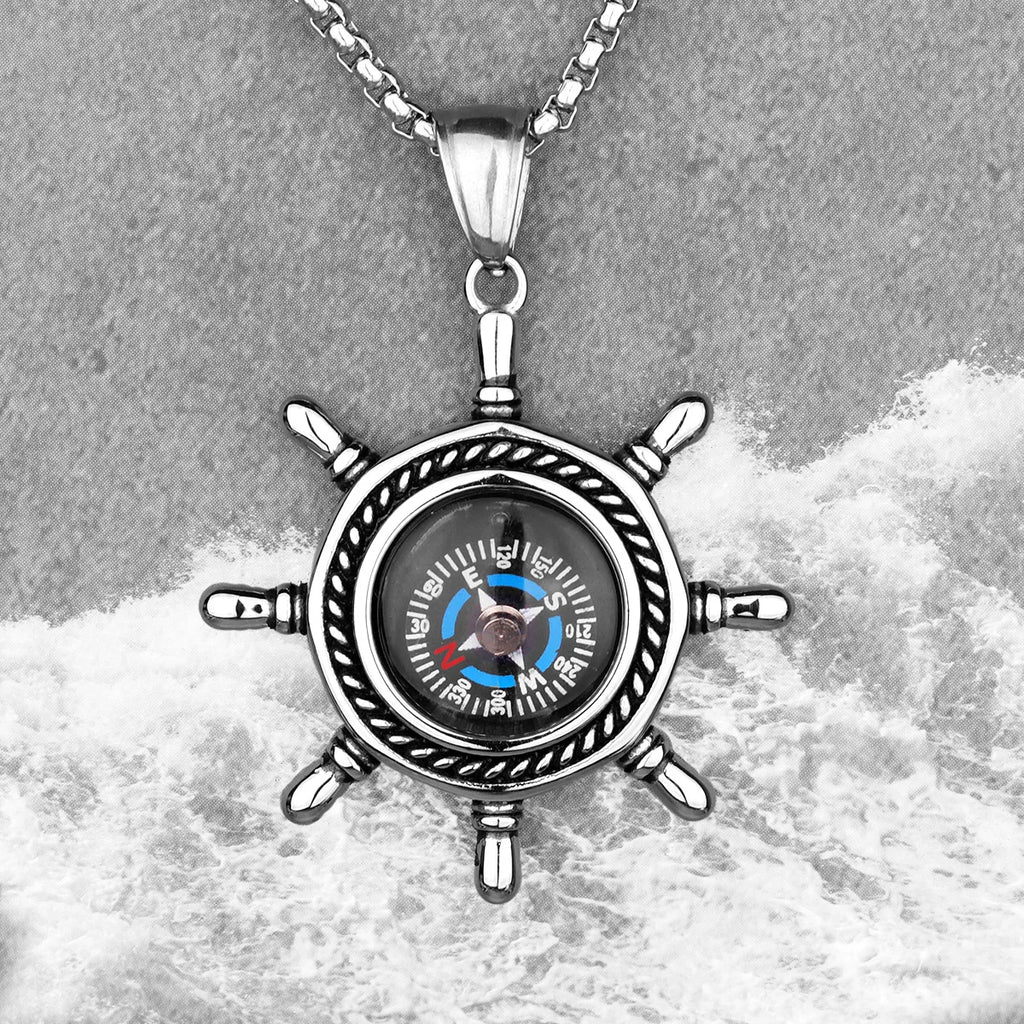 PENDRA Rudder Compass Steel Necklace
