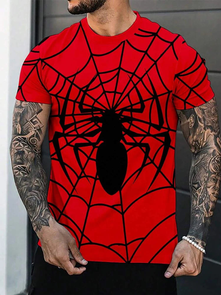 Summer Outdoor Sports Short-sleeved Top Urban Street Casual Men's T-shirt Daily Holiday Party Stylish T-shirt Spider Print
