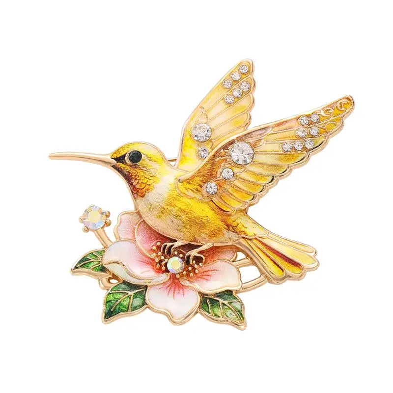 PENDRA Hummingbird Luminous Bird Brooch