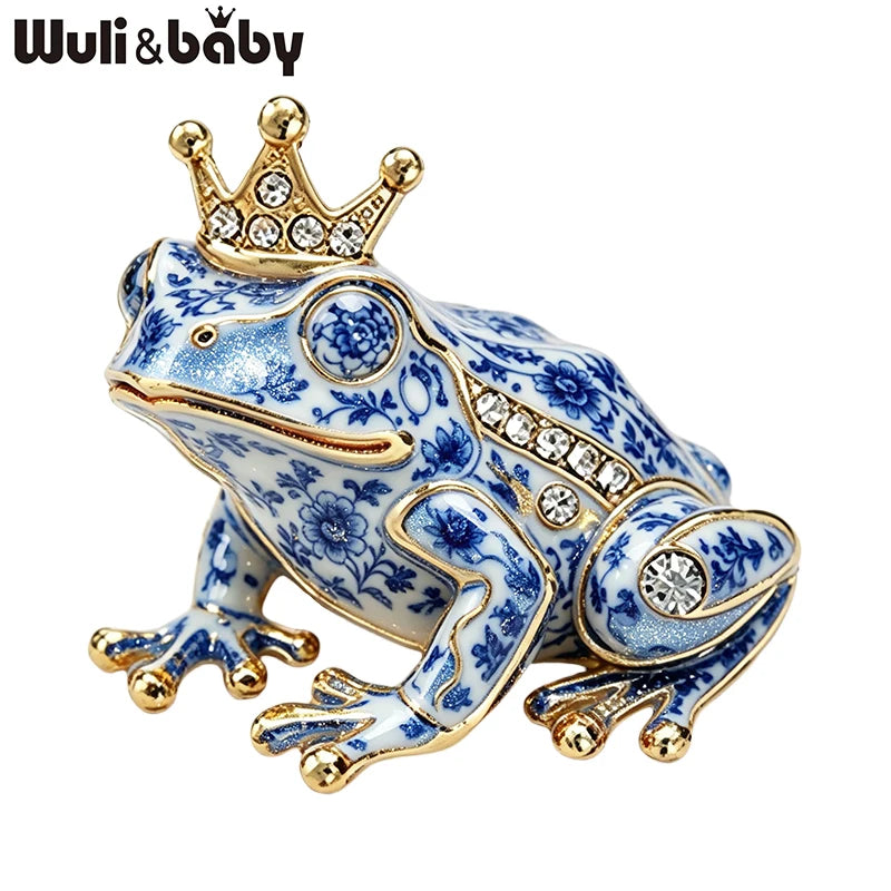 PENDRA Crown Rhinestone Frog Brooch