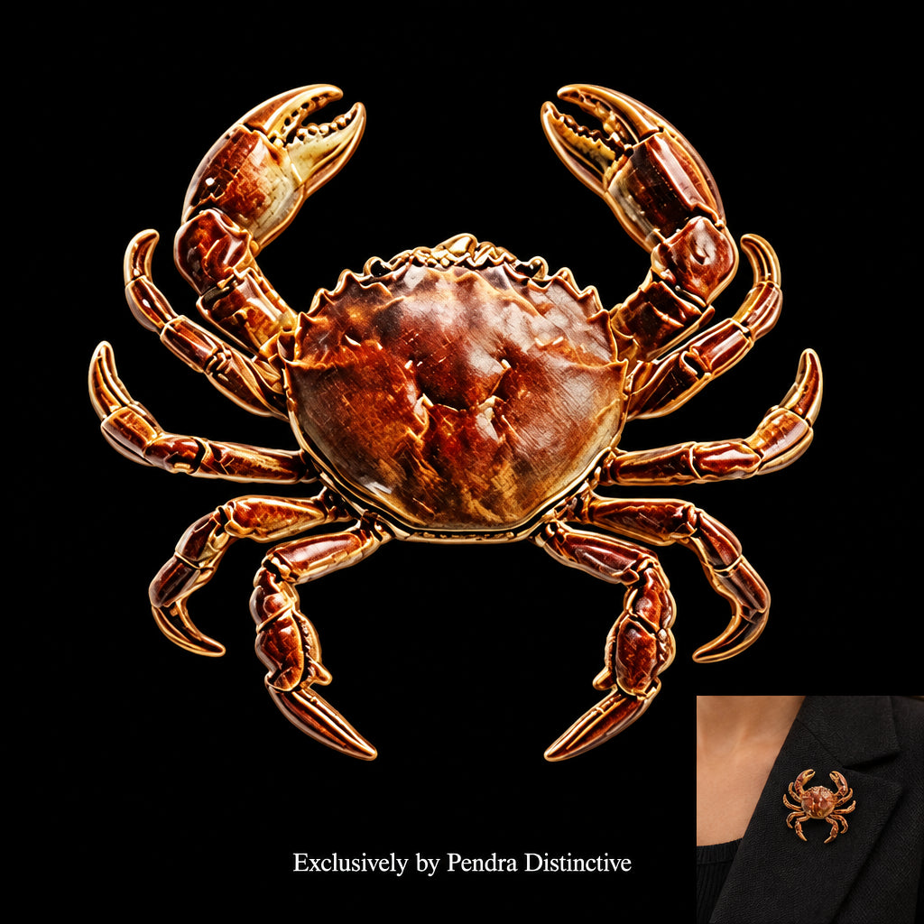 PENDRA Coral Crab Animal Brooch
