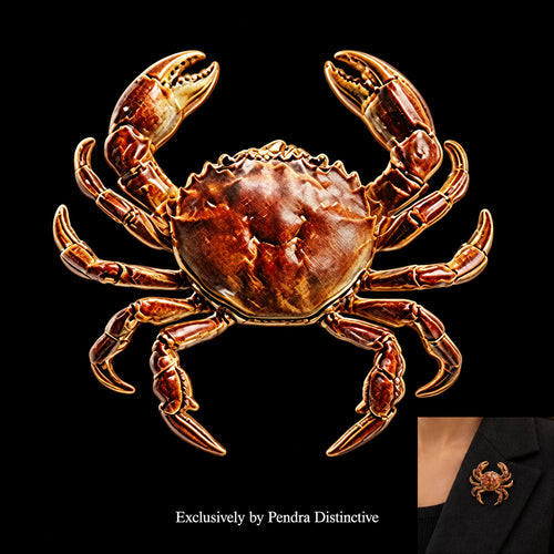 PENDRA Coral Crab Animal Brooch