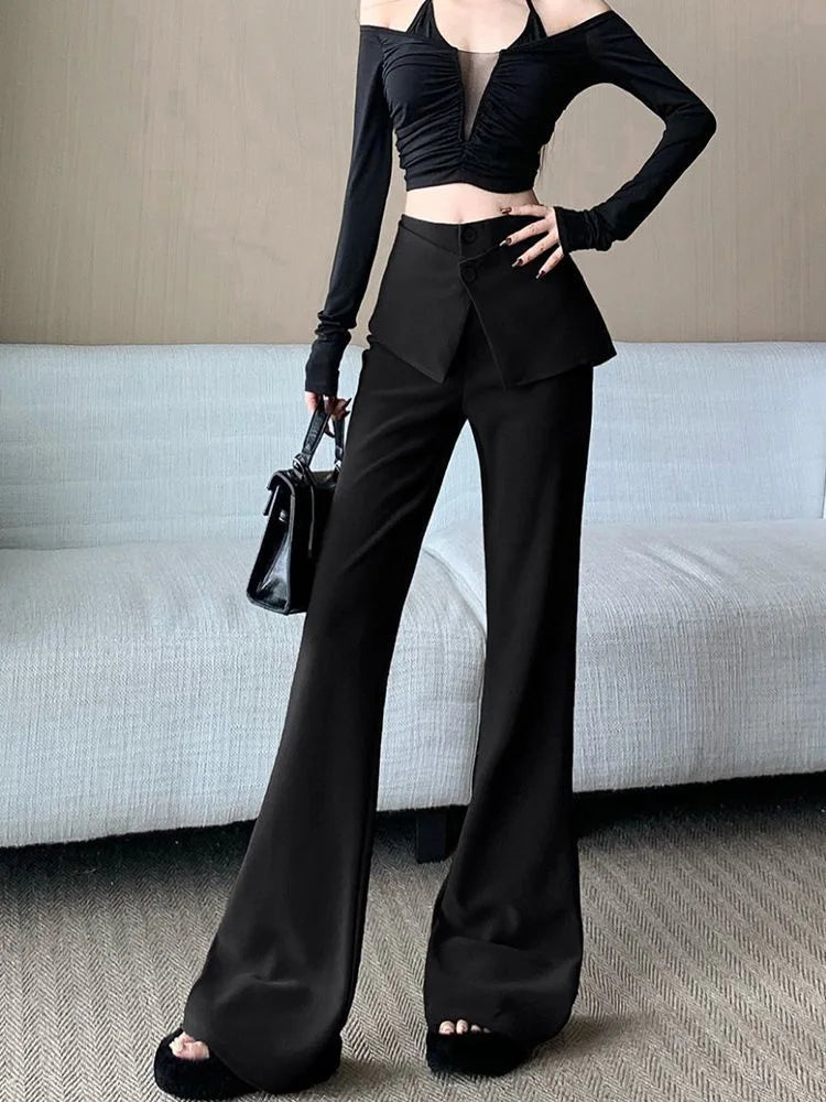 PENDRA Waist Micro Flare Fake Pants