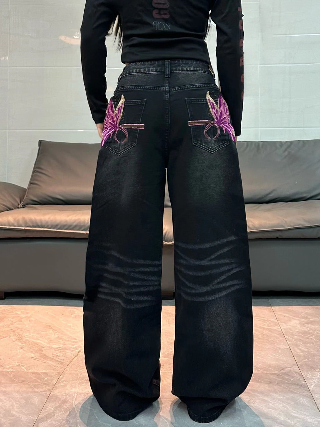 PENDRA American Butterfly Embroidery Jeans
