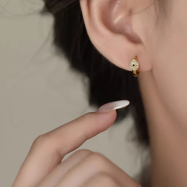 PENDRA Hollow Out Copper Coin Earrings