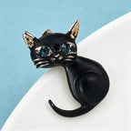 PENDRA Noircat Black Enamel Cat Brooch