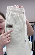 Women's Harem pants Summer Vintage Thin High Waist Straight Casual Pants Women Fashion Loose Cotton linen pants Trousers Female