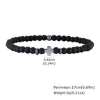 Gallstone Cross Beaded Bracelet for Men Boys,4mm Red Pine Stone Black Onyx Elastic Wristband,Simple Stackable Jewelry